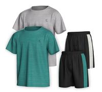 Essenclo Boys Clothing Sets Tagless Loose Athletic Performance Crew Neck T-Shirt and Short Outfits Size 3-16 (4 Piece Set) - Set-6-15-16