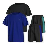 Essenclo Boys Clothing Sets Tagless Loose Athletic Performance Crew Neck T-Shirt and Short Outfits Size 3-16 (4 Piece Set) - Set-5-7-8