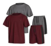 Essenclo Boys Clothing Sets Tagless Loose Athletic Performance Crew Neck T-Shirt and Short Outfits Size 3-16 (4 Piece Set) - Set-2-9-10
