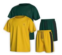 Essenclo Boys Clothing Sets Tagless Loose Athletic Performance Crew Neck T-Shirt and Short Outfits Size 3-16 (4 Piece Set) - Set-12-11-12