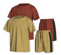 Essenclo Boys Clothing Sets Tagless Loose Athletic Performance Crew Neck T-Shirt and Short Outfits Size 3-16 (4 Piece Set) - Set-13-13-14