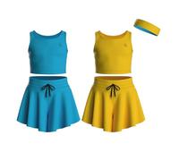 Essenclo Flowy Girls Butterfly Shorts Skirts w/Pockets & Athletic Sleeveless Tank Tops, Dance Tennis Cheer Running (5pc Set) - E2106 - Set-10-9-10