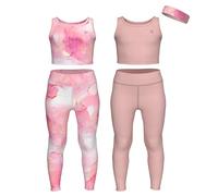 Essenclo Girls Athletic Leggings Yoga Pants w/Sleeveless Crop Tank Tops for Kids Workout Cheer Dance Run Sizes 3-16, 5pc Set - E2110 - Set-12-7-8
