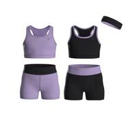 Essenclo Girls Clothing Athletic Sets Sleeveless Crop Tank Tops & Bike Shorts Cheer, Gymnastics, Volleyball Size 3-16 (5 Pcs) - E2108 - Set-1-13-14