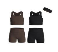 Essenclo Girls Clothing Athletic Sets Sleeveless Crop Tank Tops & Bike Shorts Cheer, Gymnastics, Volleyball Size 3-16 (5 Pcs) - E2108 - Set-7-11-12