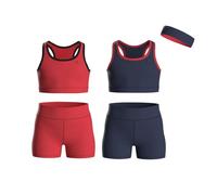 Essenclo Girls Clothing Athletic Sets Sleeveless Crop Tank Tops & Bike Shorts Cheer, Gymnastics, Volleyball Size 3-16 (5 Pcs) - E2108 - Set-4-9-10