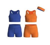 Essenclo Girls Clothing Athletic Sets Sleeveless Crop Tank Tops & Bike Shorts Cheer, Gymnastics, Volleyball Size 3-16 (5 Pcs) - E2108 - Set-5-11-12