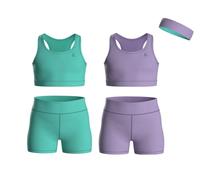 Essenclo Girls Clothing Athletic Sets Sleeveless Crop Tank Tops & Bike Shorts Cheer, Gymnastics, Volleyball Size 3-16 (5 Pcs) - E2108 - Set-8-9-10