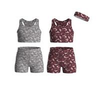 Essenclo Girls Clothing Athletic Sets Sleeveless Crop Tank Tops & Bike Shorts Cheer, Gymnastics, Volleyball Size 3-16 (5 Pcs) - E2108 - Set-11-13-14