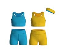 Essenclo Girls Clothing Athletic Sets Sleeveless Crop Tank Tops & Bike Shorts Cheer, Gymnastics, Volleyball Size 3-16 (5 Pcs) - E2108 - Set-9-7-8