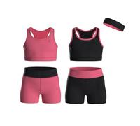Essenclo Girls Clothing Athletic Sets Sleeveless Crop Tank Tops & Bike Shorts Cheer, Gymnastics, Volleyball Size 3-16 (5 Pcs) - E2108 - Set-2-7-8