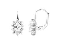 ESSENS - Boucles d'Oreilles SOLITAIRE "Princess Diana" - Collection "SO CLASSIC" by ESSENS - Système Dormeuses - Diamant synthétique, Oxydes de Zirconium et Argent 925 - Bijou Femme