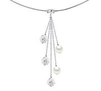 Essens - COLLIER CASCADA - Véritables Perles de Culture d'Eau Douce - Cristal PRECIOSA - Argent 925 Millièmes - Bijou Femme