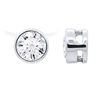 Essens - Collier SOLITAIRE 7 mm - serti CLOS - SO PRESTIGE - Oxyde de Zirconium et Argent 925 - Lien Nylon - Longueur Réglable - Bijou Femme