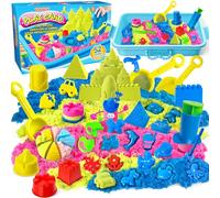 ESSENSON Bac sensoriel - Kit de sable de jeu de 52 pièces avec sable magique, jouets de plage, moules de château, jouets sensoriels, cadeaux pour enfants pour filles et garçons