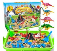 ESSENSON Sable Jouet Magique,Jouets Sensoriels avec Sable, Coffret Dinosaures avec 8 Dinosaures et Fossiles de Dinosaures, Sable Jouet Magique pour Enfant de 3 à 8 Ans