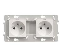 Hager Prise double Essensya WE122 2 pôles + terre 16 A 250 V IP21D Blanc