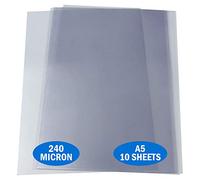 Essential Arts Lot de 10 feuilles en acétate de 240 microns Format A5 Couverture de reliure en PVC extra épaisse pouvant être utilisée pour la gravure, l'artisanat