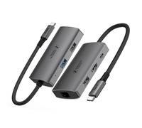 ESSENTIAL CABLES Hub USB-C 6 en 1, adaptateur multiport en aluminium gris sidéral avec PD 100 W, HDMI 4K, Ethernet, 3 ports USB pour MacBook, HP, ordinateurs portables Dell, iPad Pro