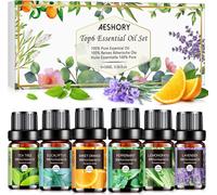 Essential Oil Kit 6x10ml,Pure & Natural Aromatherapy Essential Oil For Diffusers,Massage,Yoga-Lavender,Sweet Orange,Peppermint,Tea Tree,Lemongrass,Eucalyptus
