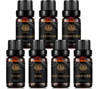 Essential Oil Set For Diffuser,7x10ml 100% Pure Rose Essential Oils Kit-Chamomile,Geranium,Juniper,Lavender,Pine Needles,Rose,Thyme Essential Oils Set
