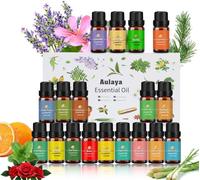 Essential Oils 18 X 10 Ml For Tea Tree Diffuser Lavender Eucalyptus Incense Lemongrass Rosemary Orange Mint Lemon Bergamot Ylang-Ylang Chamomile Rose Sage Etc.