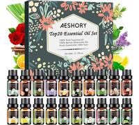 Essential Oils Set 20 X 5 Ml,100% Pure & Natural Essential Oils For Diffusers,Spa,Massage,Bath,Ideal Gift Set-Lavender,Tea Tree,Lemongrass,Rosemary