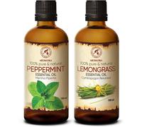 Essential Oils Set 2x100ml-Peppermint Oil-Citronella Oil-Pure & Natural For Diffusers-- Beauty-Spa-Relaxation-Bath
