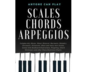 Essential Piano Scales, Chords & Arpeggios Guide - Complete Collection: 3 levels in 1 (Beginner to Advanced): Fingering, Keyboard illustration, Chord ... Harmonic, Melodic), Blues - Anyone Can Play