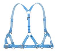 Essential Punk Body Chest Belt Adjustable Strap PU Leather Body Chest Chain for Concert Attendees and Styles Statements Punk Fashion Belt, bleu clair, taille unique