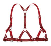 Essential Punk Body Chest Belt Adjustable Strap PU Leather Body Chest Chain for Concert Attendees and Styles Statements Punk Fashion Belt, Rouge, taille unique