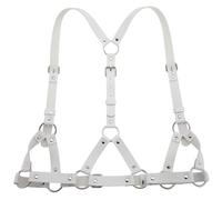 Essential Punk Body Chest Belt Adjustable Strap PU Leather Body Chest Chain for Concert Attendees and Styles Statements Punk Fashion Belt, blanc, taille unique