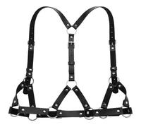 Essential Punk Body Chest Belt Adjustable Strap PU Leather Body Chest Chain for Concert Attendees and Styles Statements Punk Fashion Belt, Noir , taille unique