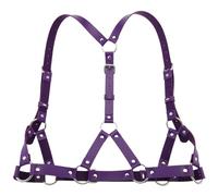 Essential Punk Body Chest Belt Adjustable Strap PU Leather Body Chest Chain for Concert Attendees and Styles Statements Punk Fashion Belt, violet, taille unique