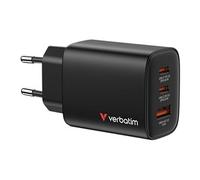 Essentials - Adaptateur secteur - GaN - 65 watt - 3 A - Power Delivery 3.0 + PPS, QC 3.0 - 3 connecteurs de sortie (USB-C, USB) - noir - Europe