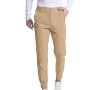 Essentials Pantalon chino pour homme, coupe classique, infroissable, devant plat, extensible, décontracté, affaires, bureau, élégant, léger, confortable, respirant et minimaliste, kaki, L