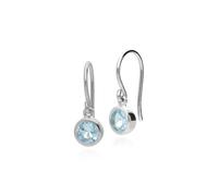 Essentiel Rond Topaze Bleu Biseau Ensemble Drop Earrings IN 925 Argent Sterling