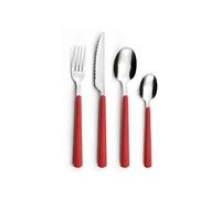PRADEL ESSENTIEL - Ménagère 24 couverts de table pour 6 personnes - Tonic - Acier inoxydable 18/0, Finition Standard - Rouge