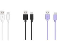 Essentielb - Câble Usb C Pack 3 Câbles Usb 1m Blanc/Noir/Mauve