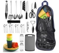 Essentiels de Camping,ustensiles de Cuisine de Camping,équipement d’Accessoires de Camping livré avec Couverts de Camping,Assiettes