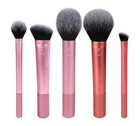 Essentiels pour le visage Real Techniques pour le blush, le highlighter, la poudre, l'ombre du nez et le contour, coffret de 5 pièces, RT400 Blush effilé, poils doux et moelleux, RT448 Pinceau de fini