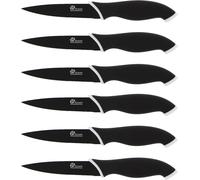- Essentiels - Set de 3 Couteaux d'Office - Lames en Céramique - Présentés sur Carte - Coupe Précise et Facile - Design Noir Élégant