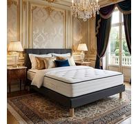 ESSENZIA Ensemble Grand Palais 3000 + Sommier Tradition Graphic 19 cm + Pieds 180x220 Anthracite Ressorts