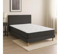 ESSENZIA Ensemble Orion Naturel 1000 + Sommier Tradition Graphic 13 cm + Pieds 90x200 Gris Clair Ressorts