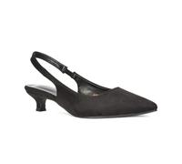 ESSEX GLAM Escarpins à talon bas pour femme en daim synthétique avec bride arrière et bout pointu pour fête, soirée, mariage, taille 36-42, Noir/imitation daim, 40 EU
