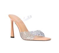 ESSEX GLAM Mule à talons Perspex pour femme avec strass transparents et bout ouvert Taille 36-42, nude, 38 EU