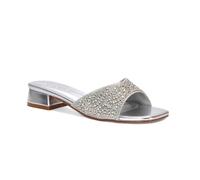 ESSEX GLAM Sandales à enfiler pour femme avec strass et bout ouvert Taille 36-42, Argenté métallique, 38 EU