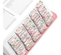 EssexWares - Onglets de Bible à fleurs roses douces pour l'Ancien et le Nouveau Testament, 80 grands onglets imprimés pour l'étude de la Bible, résistants à l'eau et durables pour homme et femme - 4,3