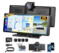 ESSGOO CarPlay Voiture avec Surveillance Pression Pneus, 10,26″ Écran Tactile IPS, Double Caméra 4K+1080P. Supporte CarPlay/Android Auto sans Fil, GPS, FM, AUX, Mirror Link, avec Carte TF 64G Incluse