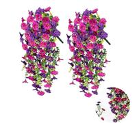 Esshogo 2 pièces 75cm Pétunia Plante Suspendue Artificielle | Fleurs Artificielles, Résistant aux UV Fausseen Soie Fleurs, Pour obtenir ce résultat, il faut acheter quatre pièces